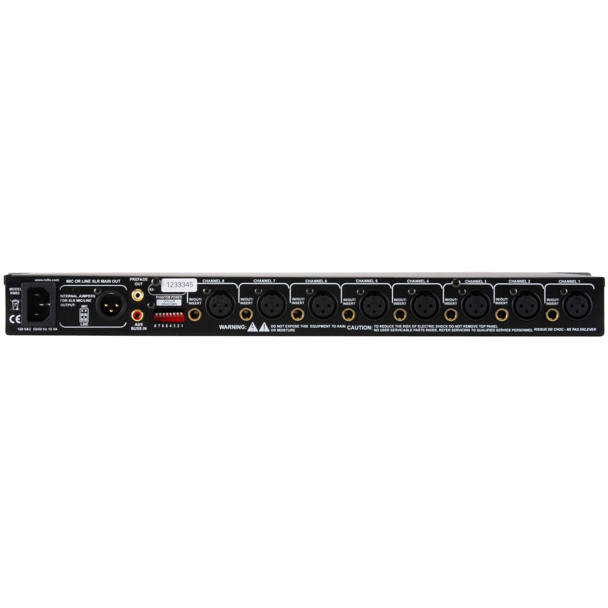 Rolls RM82 Rack Mount 8 Channel Mic/Line Mixer 1U